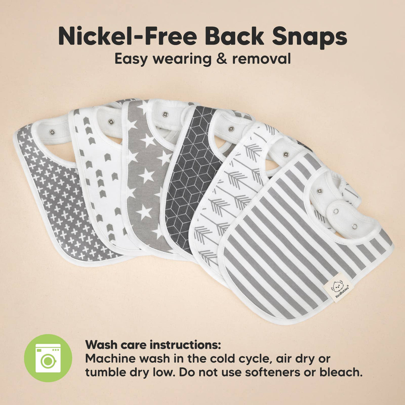 KeaBabies - 8-pack Urban Drool Bibs for Teething Baby Boys and Girls: Grayscale