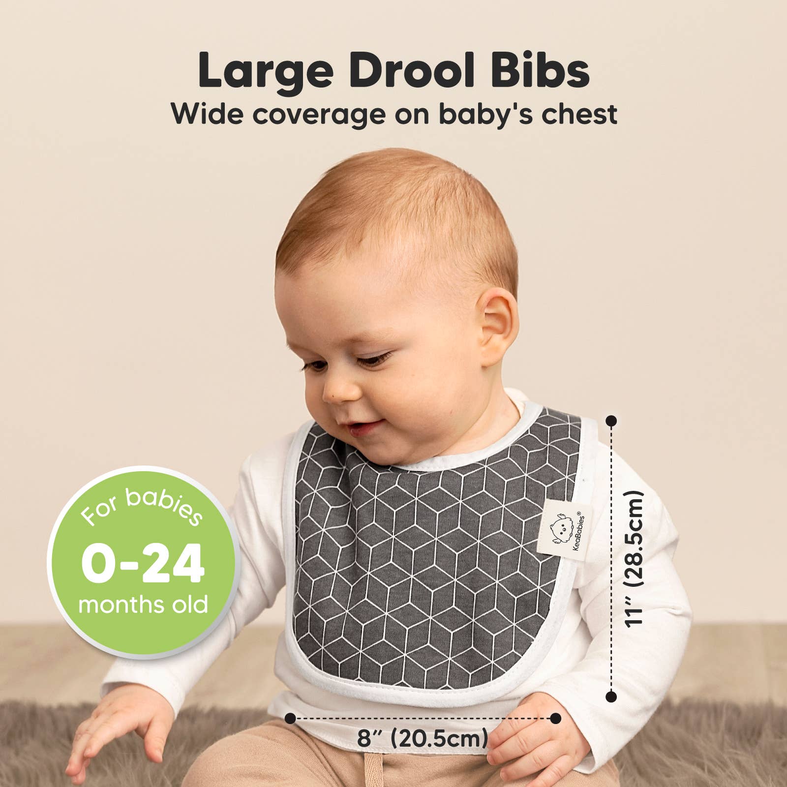 KeaBabies - 8-pack Urban Drool Bibs for Teething Baby Boys and Girls: Grayscale