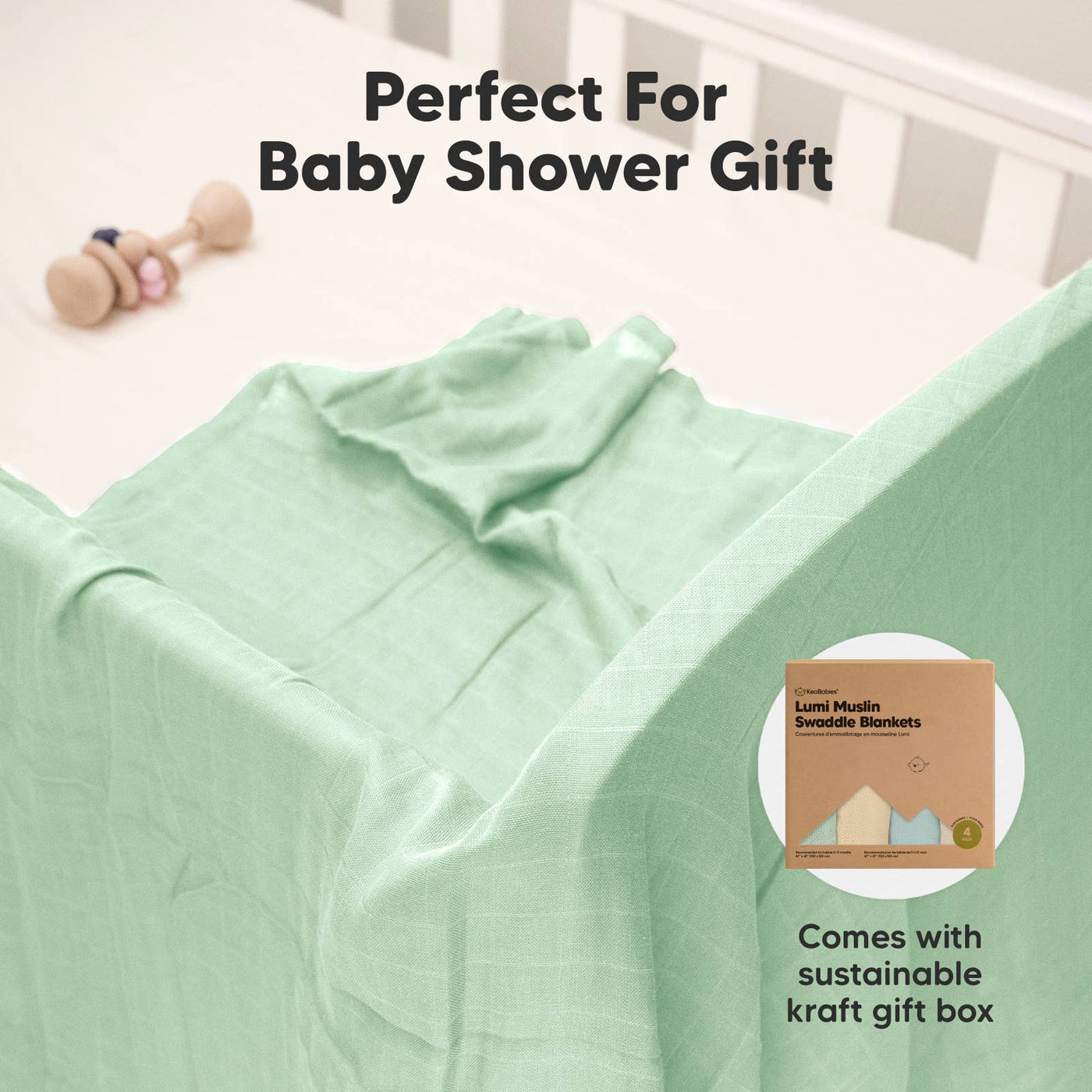 KeaBabies - KeaBabies Lumi Muslin Swaddle Blankets: Mirage