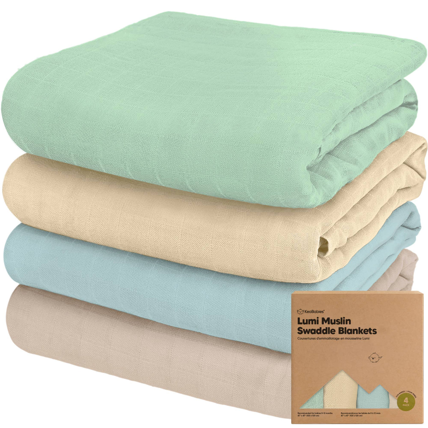 KeaBabies - KeaBabies Lumi Muslin Swaddle Blankets: Mirage