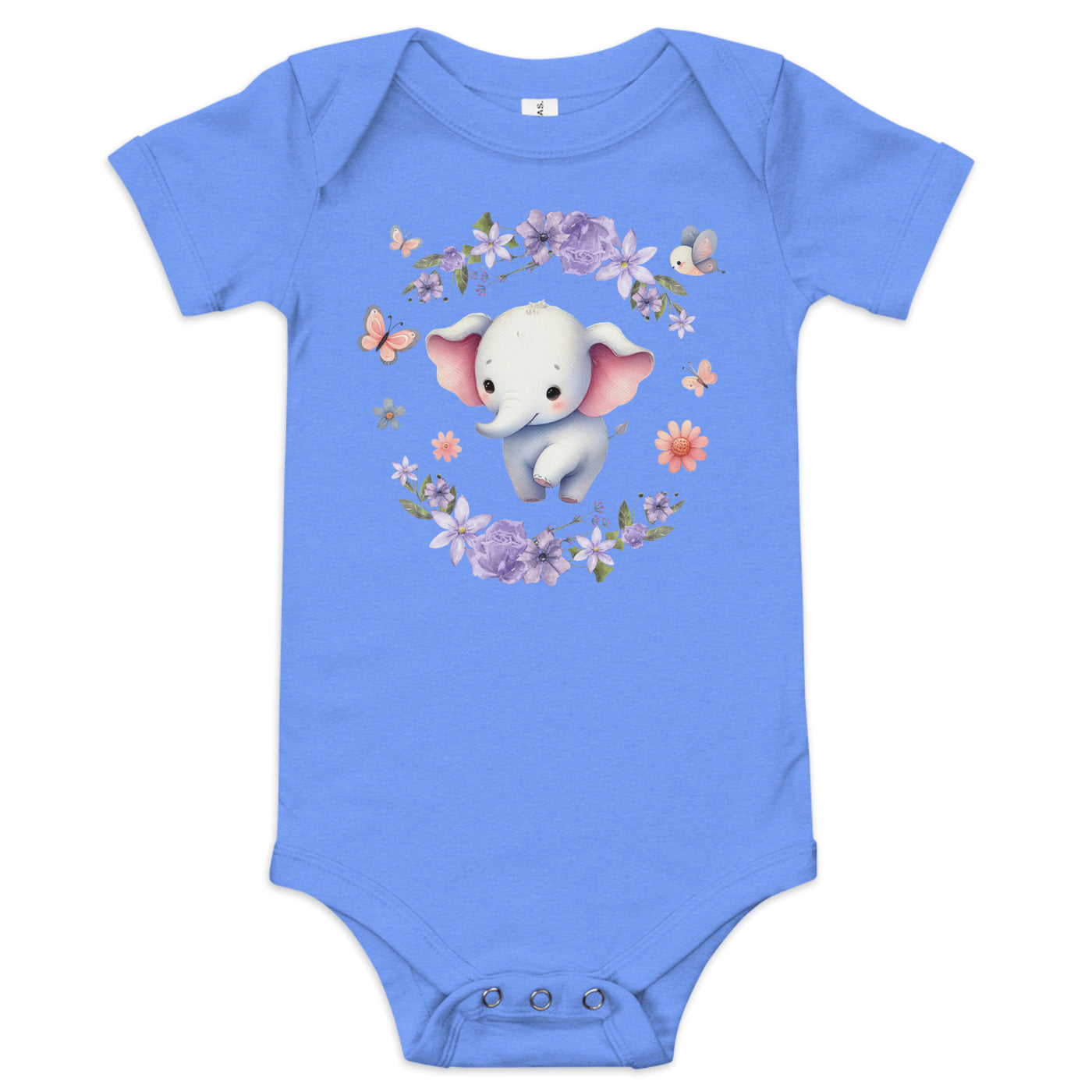 100% Cotton Baby Elephant Short Sleeve Onesie Bodysuit