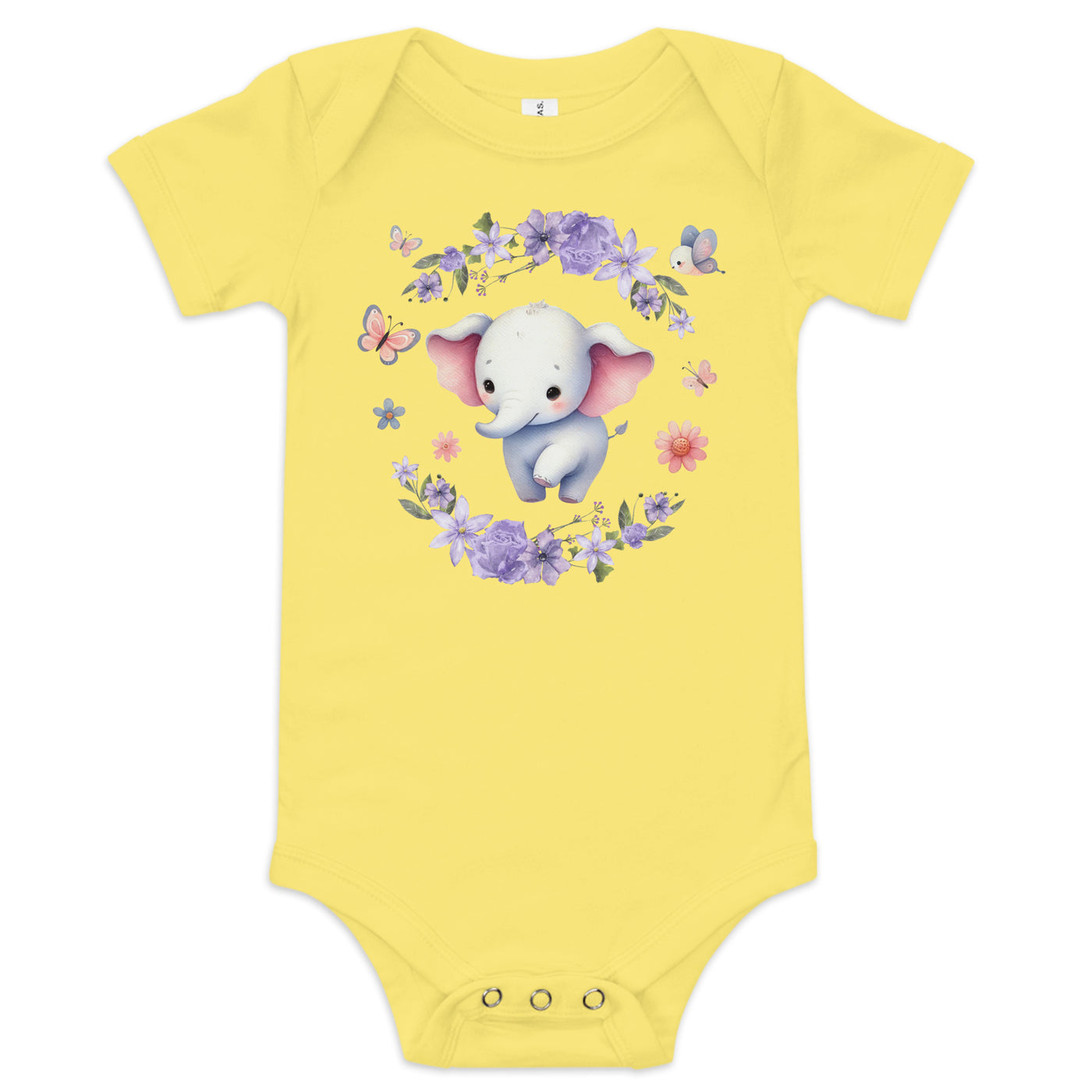 100% Cotton Baby Elephant Short Sleeve Onesie Bodysuit