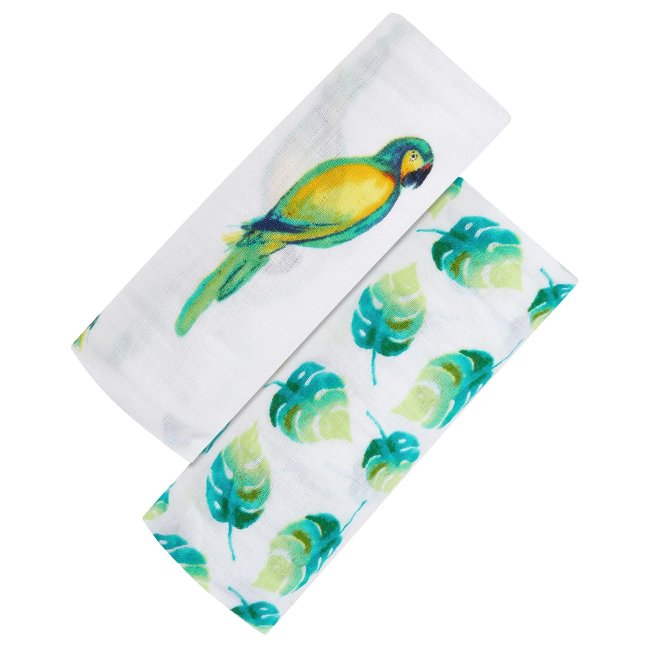 Tropical Paradise 2-Pack Swaddles, Gots Certified Organic Cotton Muslin