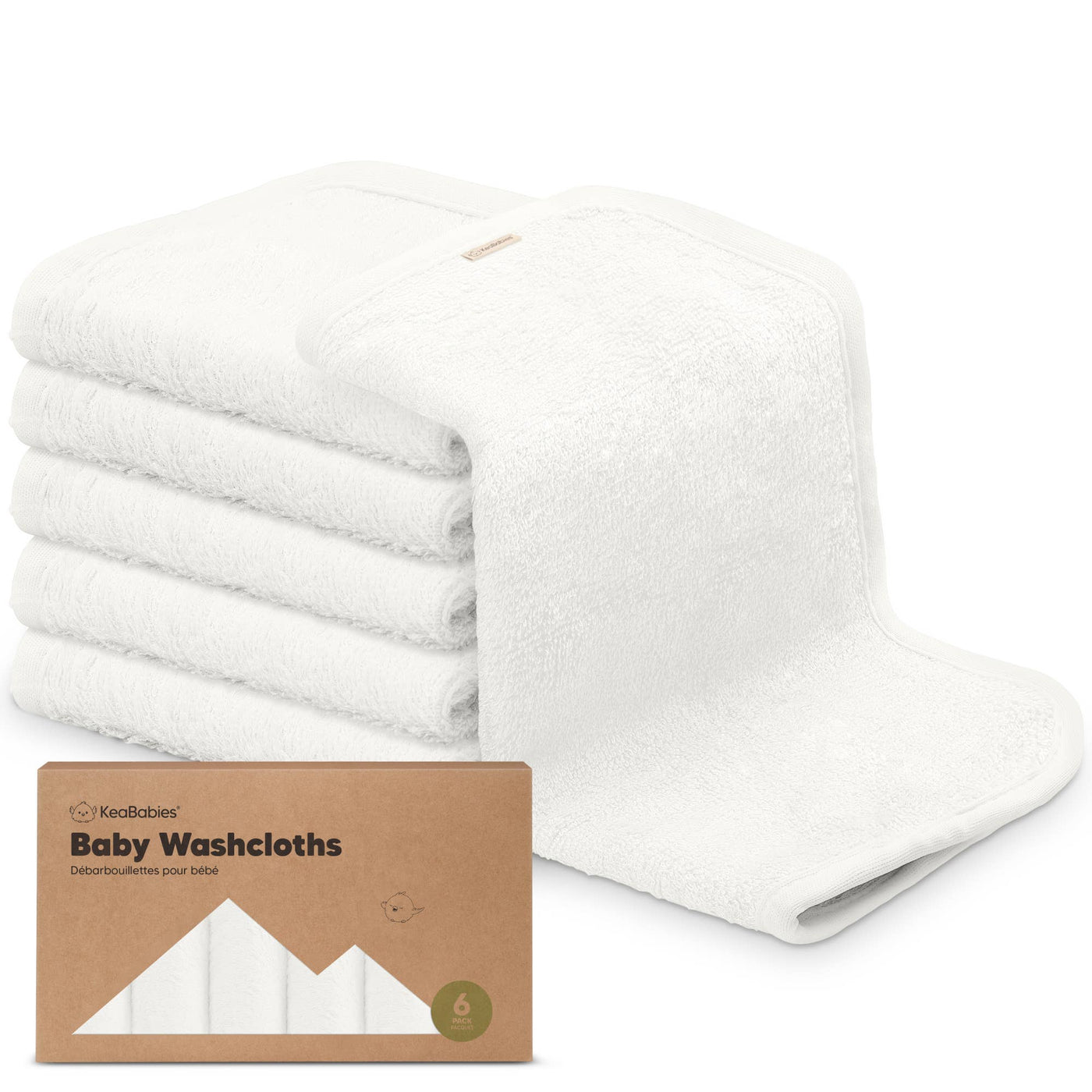 KeaBabies - 6-Pack Baby Wash Cloths