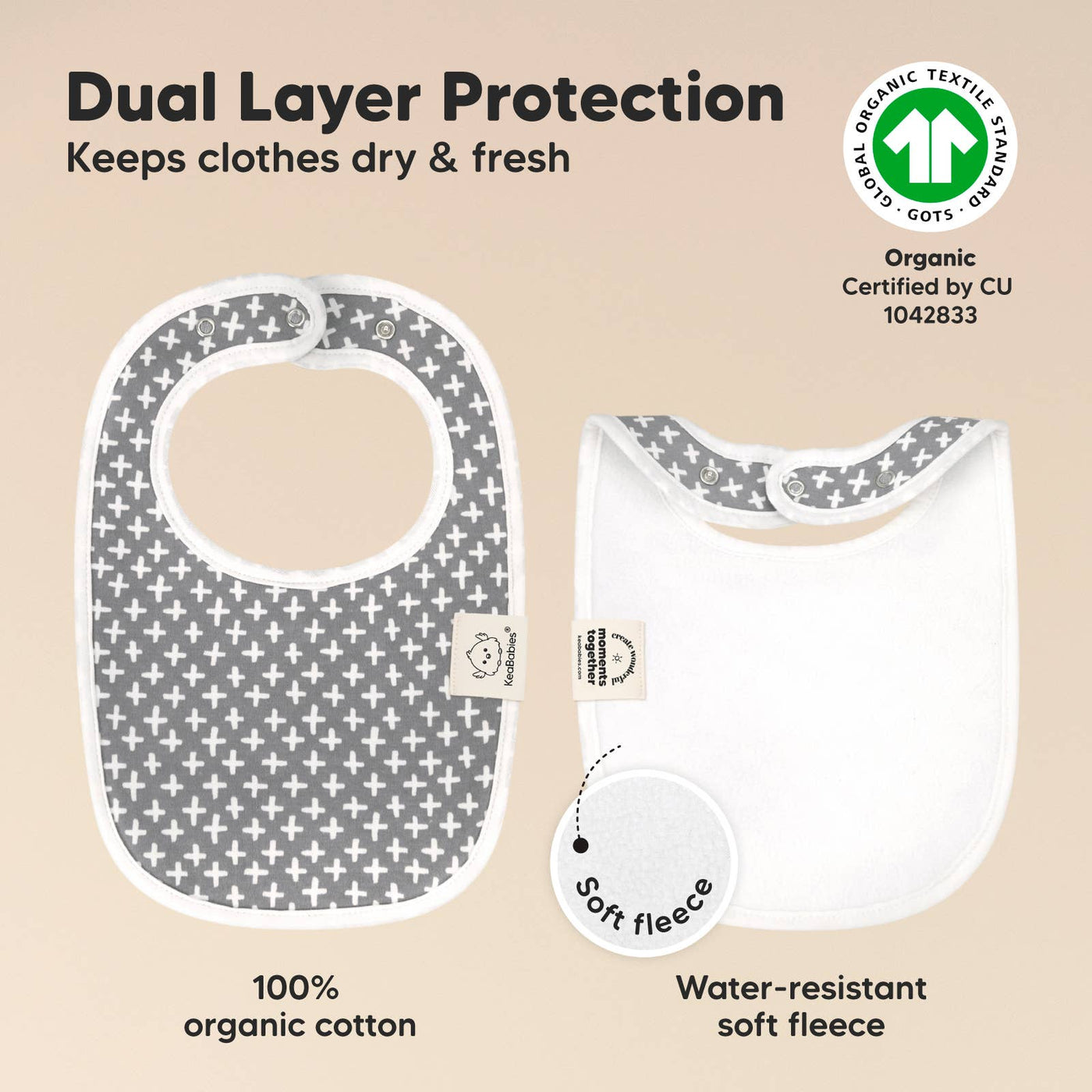 KeaBabies - 8-pack Urban Drool Bibs for Teething Baby Boys and Girls: Grayscale
