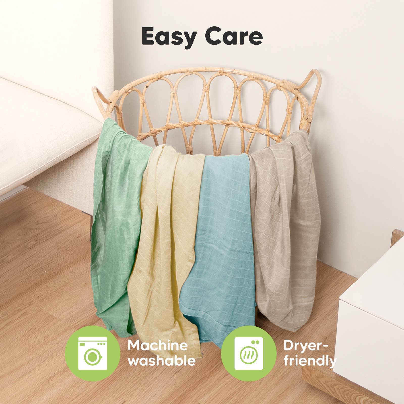 KeaBabies - KeaBabies Lumi Muslin Swaddle Blankets: Mirage