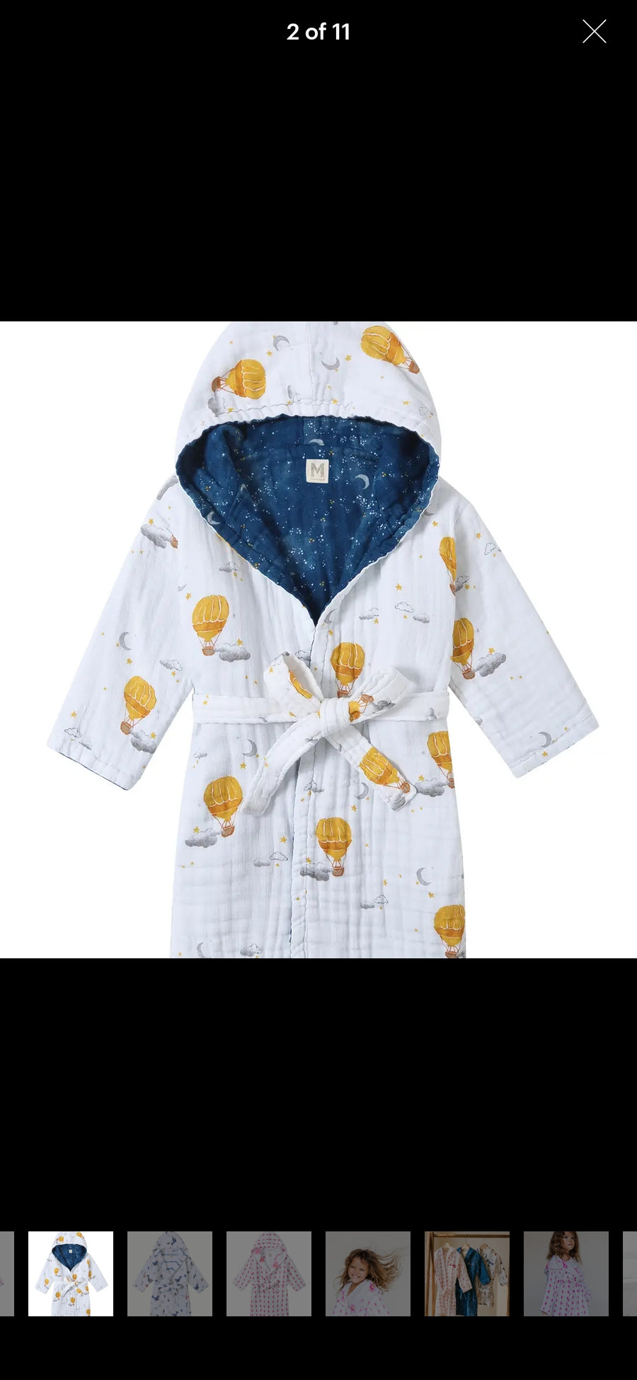 Malabar Baby Reversible Hooded Muslin Robe 6/12 Months - Mystical Night