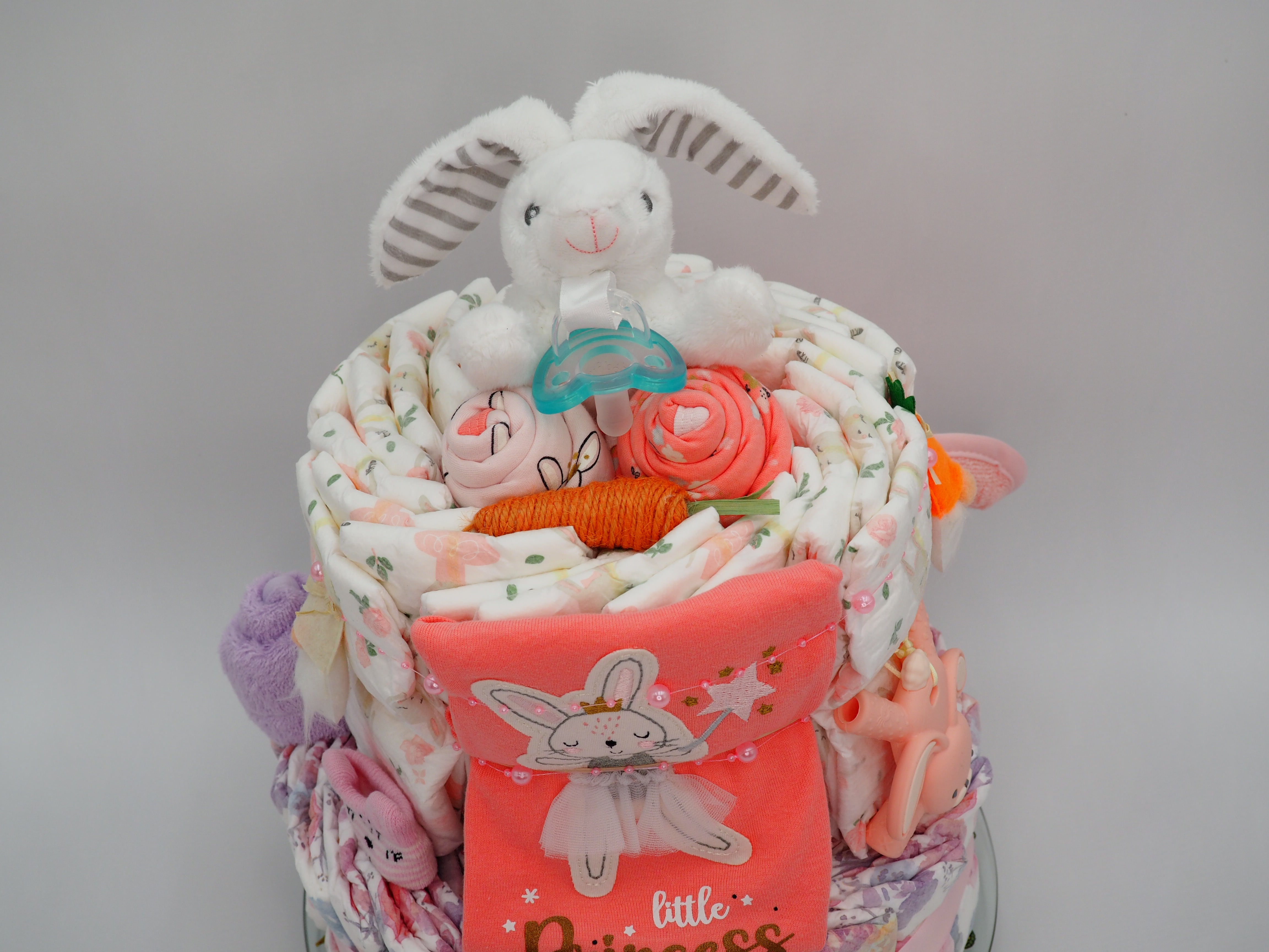 Some Bunny is Loved Diaper Cake Creation - Pink Stripes