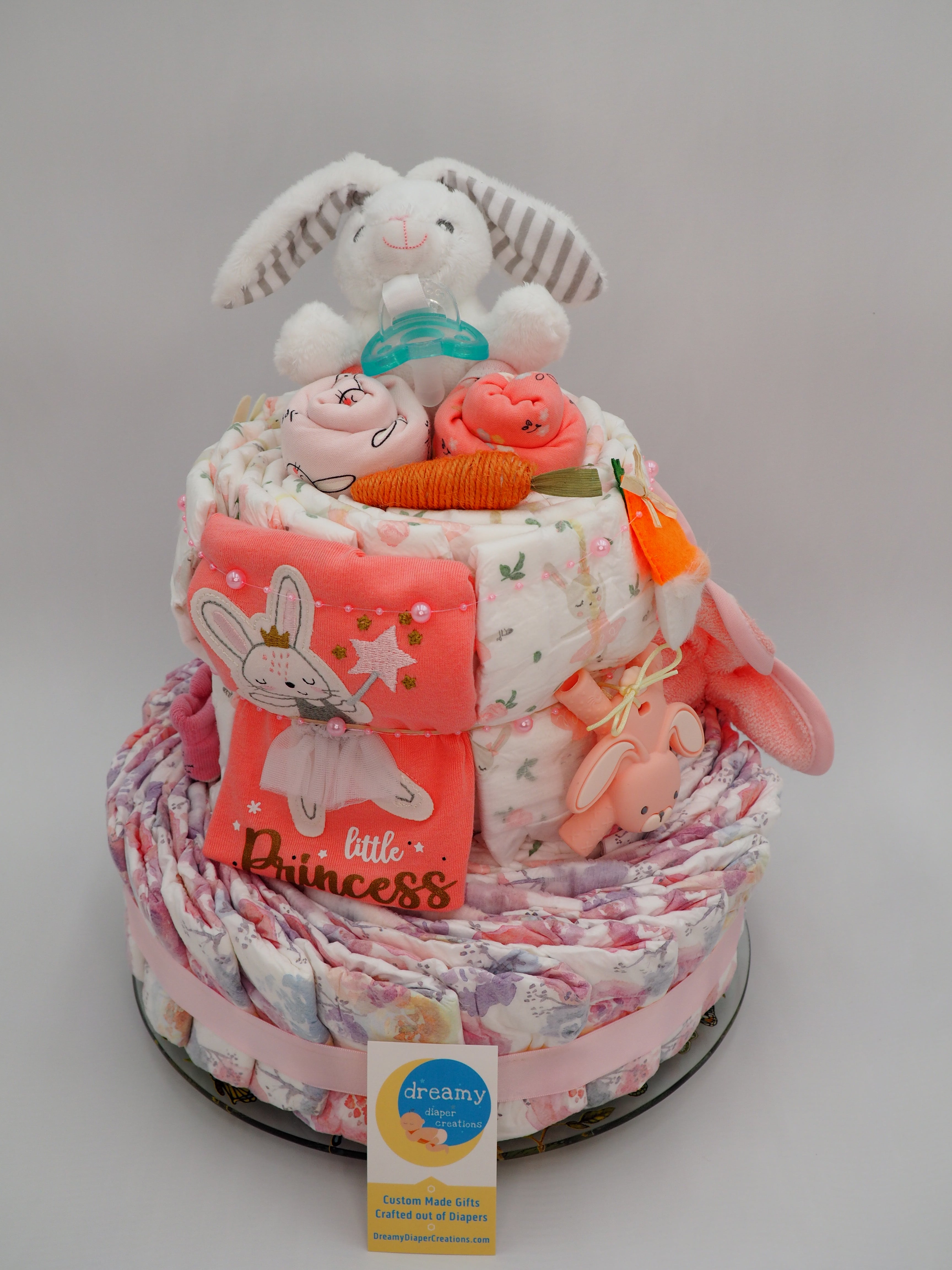 Some Bunny is Loved Diaper Cake - Pink Solid