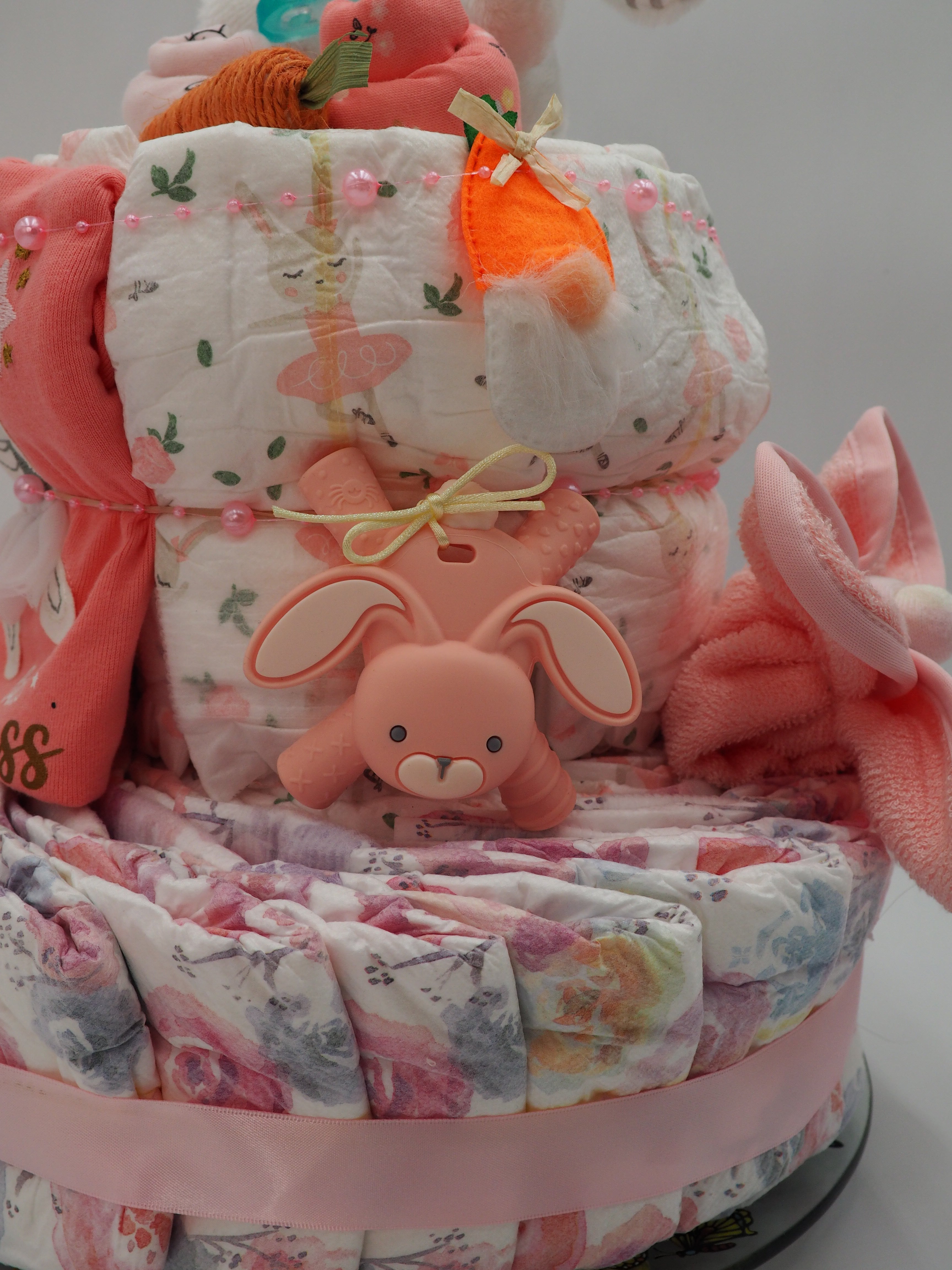 Some Bunny is Loved Diaper Cake - Pink Solid